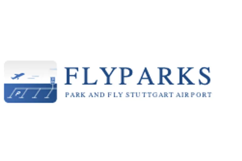 Wortmarke FLYPARKS. Park and Fly Stuttgart Airport.